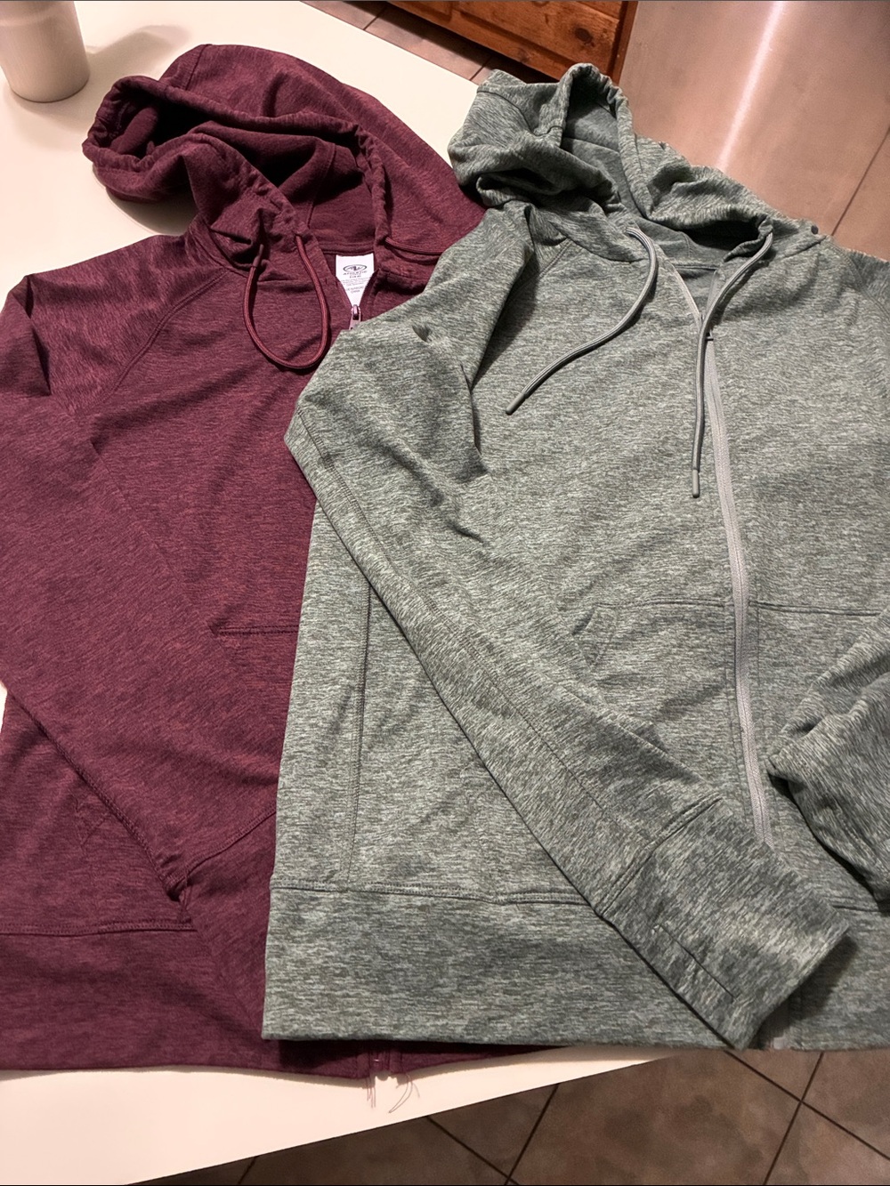 Athletic Works Heathered Maroon and Heathered Sage Zip Hoodie Duo